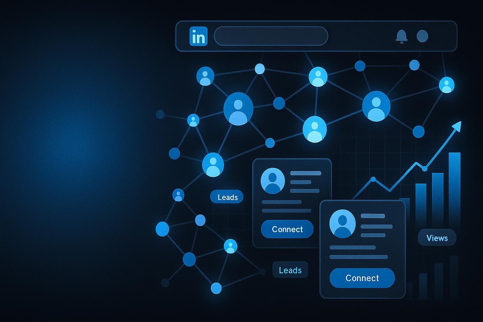 LinkedIn lead generation strategy with connection growth metrics
